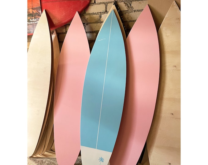 Wooden Surfboard Pastel Decor 180 cm Vintage Wall Art