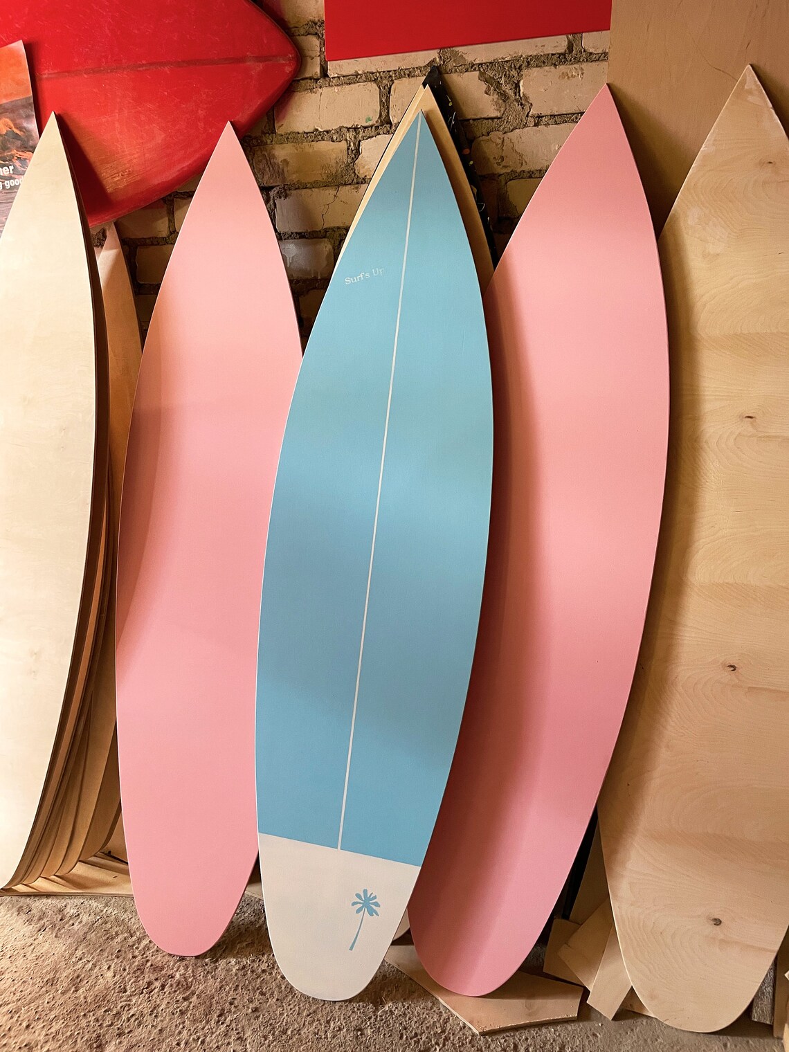 Wooden Surfboard Pastel Decor 180 Cm Vintage Wall Art Etsy