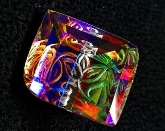 Topacio místico tallado a mano, de muy buena calidad, facetado, 29 quilates, piedra preciosa suelta, hermoso diseño, colgante de fuego arcoíris, tamaño del topacio místico: 21x18x10
