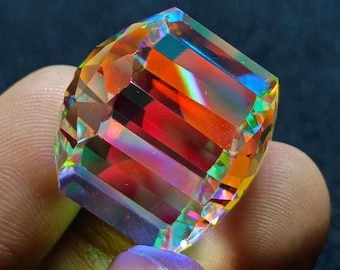 HIGH QUALITY MYSTIC Faceted Rainbow Fire 35 To 45 Ct Loose Gemstone Perfect Pendant Size Mystic Fancy Shape