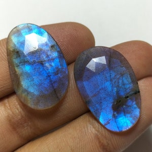 FANCY SHAPE LABRADORITE Pair Blue Fire Ct 26 Gemstone Labradorite Amazing Quality Faceted Perfect Earring Size Labradorite Size 27x17x3