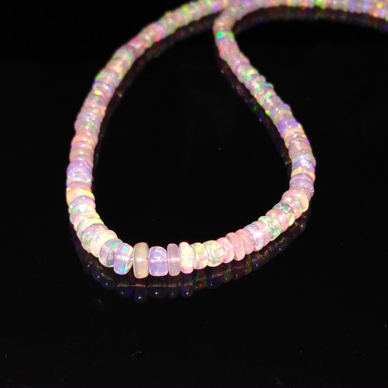 ETHIOPIAN OPAL NICE Pink Color 37 Ct Natural Gemstone Very High Quality Multi Fire 1 Line Strand 16 Inches Length Opal Size 4x33x1MM