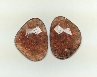 NATURAL RED STRAWBERRY Quartz Faceted Pair 25 Ct Gemstone Amazing Quality Strawberry Quartz Faceted Size 23x18x4