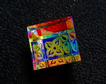 HERMOSO TOPACIO MÍSTICO TALLADO A MANO, Facetado, Arcoíris, Fuego, 90 Ct, Gema Suelta, Calidad Asombrosa, Tamaño Perfecto para Colgante, Topacio Místico, Tamaño 23x22x21