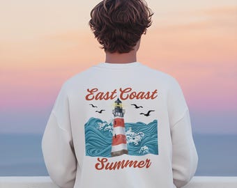 East Coast Lighthouse Sweatshirt: Comfort Colors Unisex Coastal Crewneck