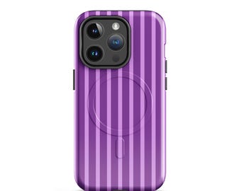 Purple Striped MagSafe® Tough Case for iPhone®