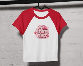 Love Bug Raglan Baby Tee | Fitted Valentine's Day Shirt