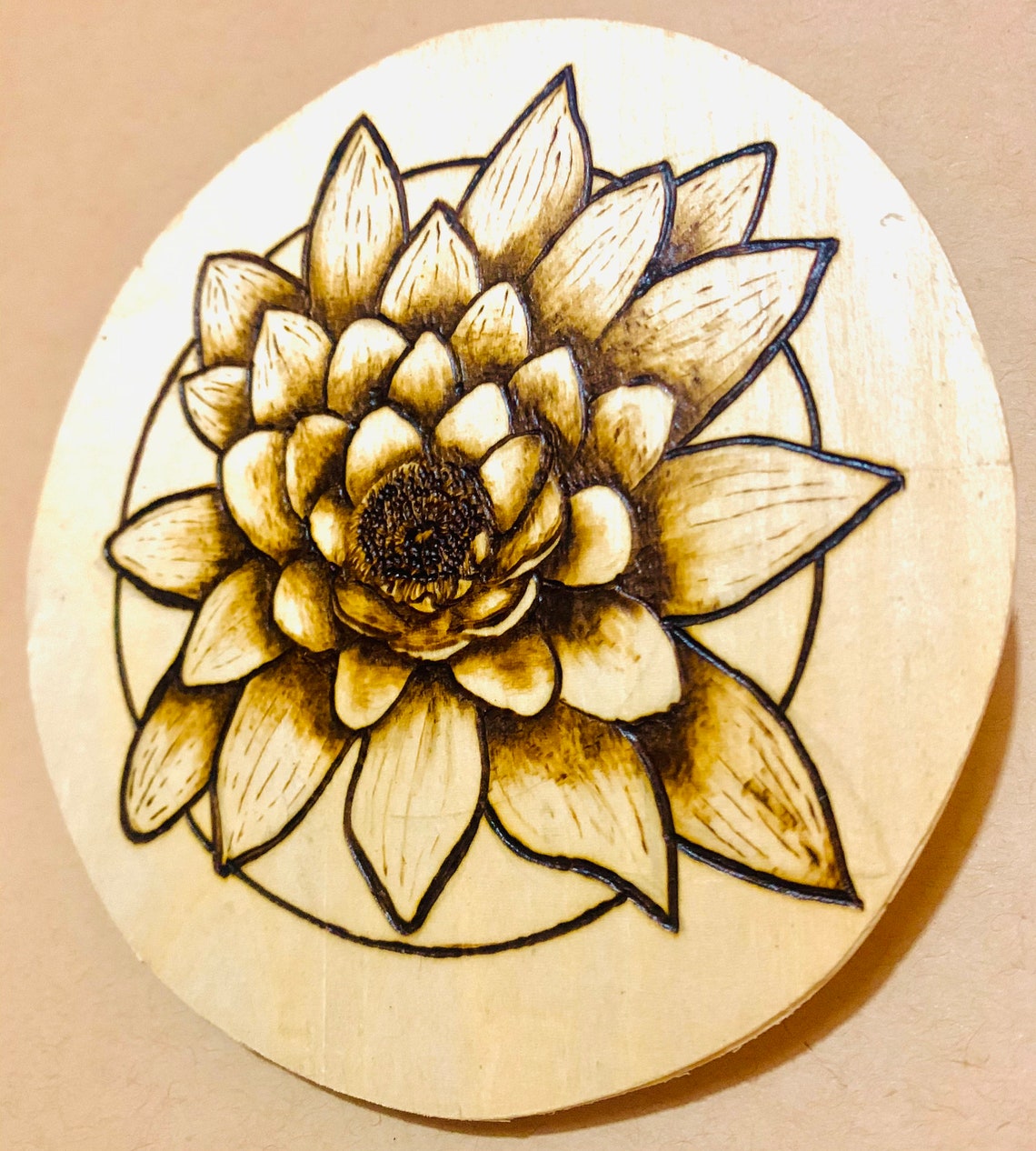 Lotus Flower Wall Hanging Rustic Wooden Decor. Handmade Etsy