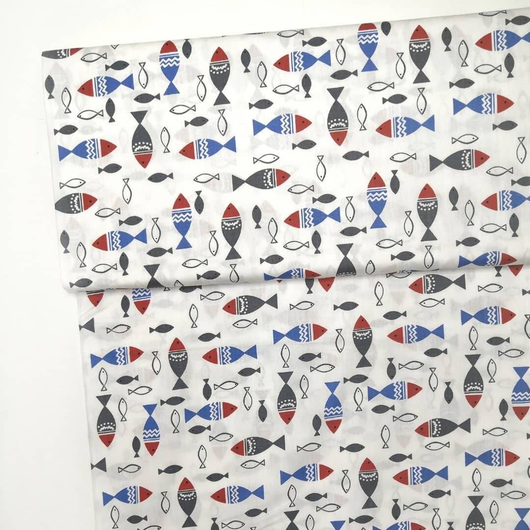 Fish Fabric by the Yard 100 Cotton Marine Fabric Etsy Singapore