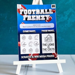 Carte à gratter pour le football américain, billets pour un match à gratter pour découvrir, visite surprise du stade pour un anniversaire, billet de loterie à gratter