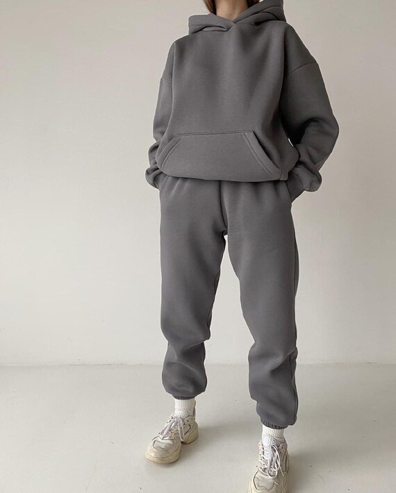 Dark Gray Cotton Oversized Fleece 