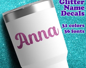 Custom Glitter Name Decal: Personalized Vinyl Sticker