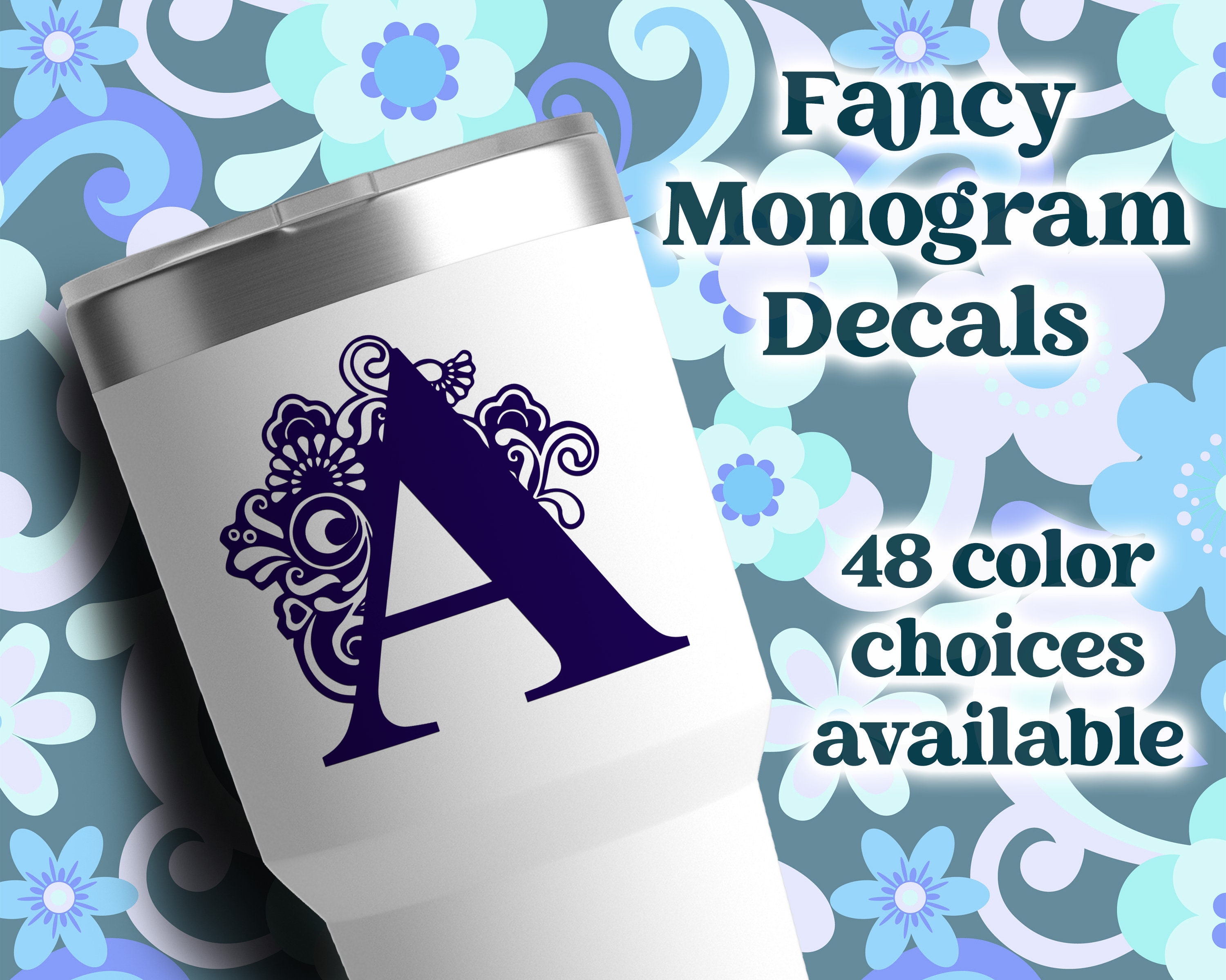 Letter Decals for Tumblers Fancy Letter Decal Fancy Letter Sticker Fancy  Decal Cup Letters Personalized Initial Sticker Yeti 5LN8Y 