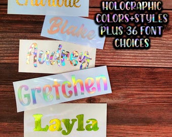 Holographic Name, Custom Vinyl Decal - For Tumbler, Laptop, Water Bottle | Glitter, Opal, Metallic