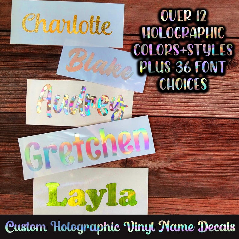 Holographic Name, Custom Vinyl Decal - For Tumbler, Laptop, Water Bottle | Glitter, Opal, Metallic image 1