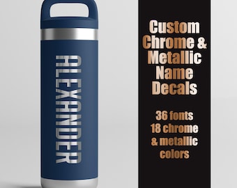 Metallic Name Decal, Custom Vinyl Sticker - Holographic Glitter, Personalized Text For Tumbler Phone Laptop