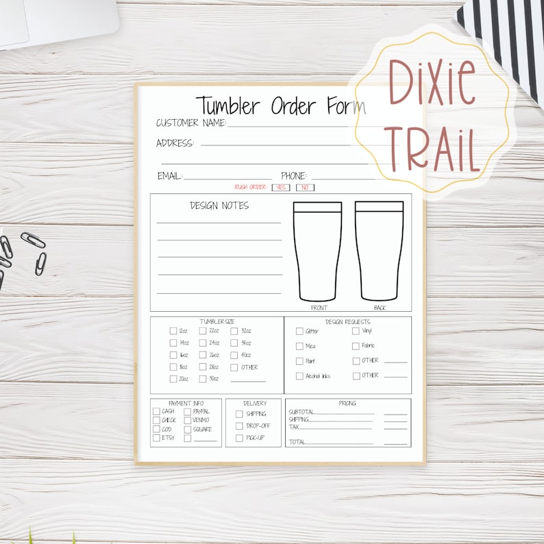 editable custom tumbler order form tumbler form custom etsy