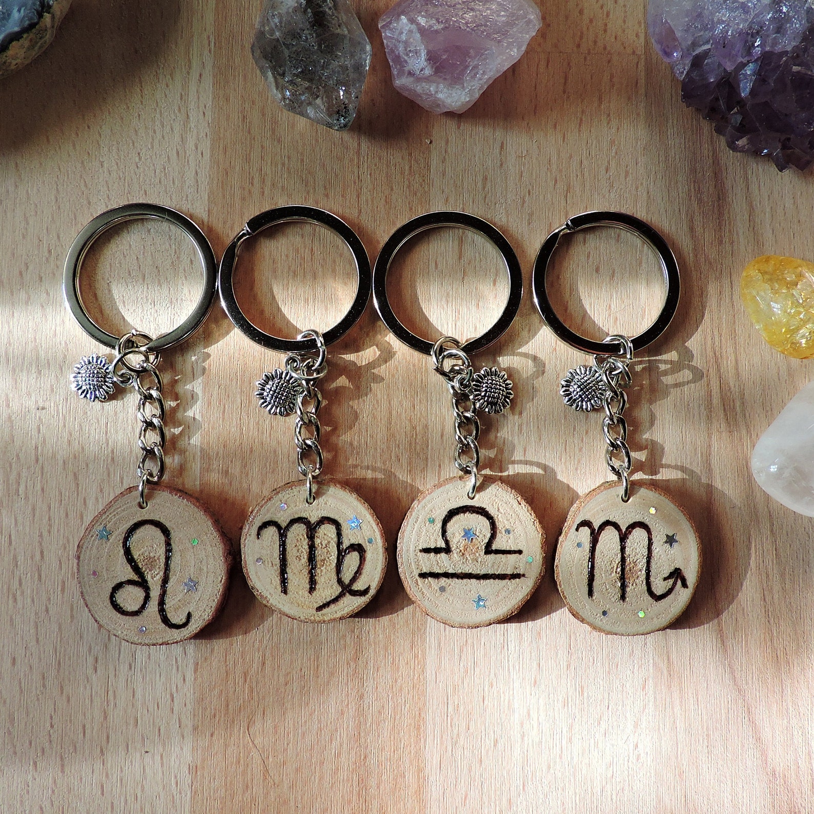 Zodiac Signs Keychain. Wood Keychain. Pirography Keychain Etsy