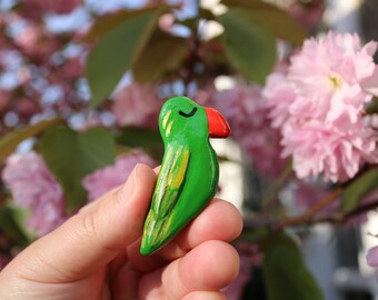 Parakeet Magnet Paper Mache by Bity Booker / Hand Made / Parrot Paper Mache / Fridge Magnet / Parakeet Figurine