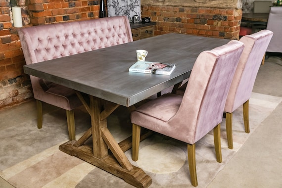 Padstow Upholstered Dining Bench in Luxurious Velvet With Solid