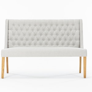 Padstow Upholstered Large Dining Bench in Easy-care Fabric With Solid ...