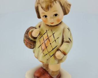 Vintage Goebel Hummel Gift Girl with Bow Holding Basket Figurine, HUM #479 c. 1987