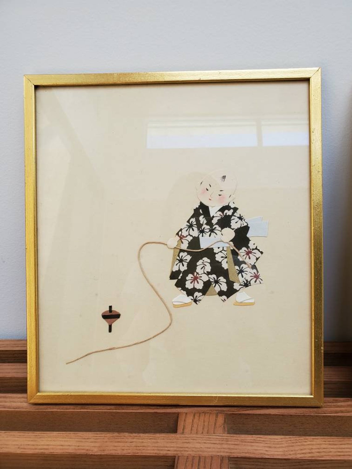 Japanese Paper Art Chigirie Art with Frame of a Child Etsy