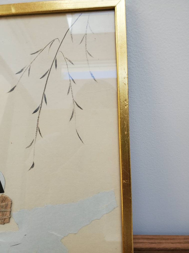 Japanese Paper Art, Chigiri-e Art With Frame of a Child Playing Yoyo ...