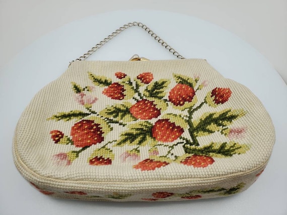 Rare CHRISTINE STRAWBERRY Needlepoint Bag/Strawber