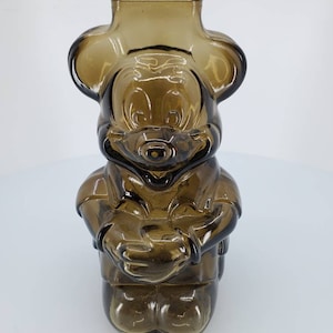 Walt Disney Productions Mickey Mouse Club Greenish Smokey Glass Coin Bank 1960s