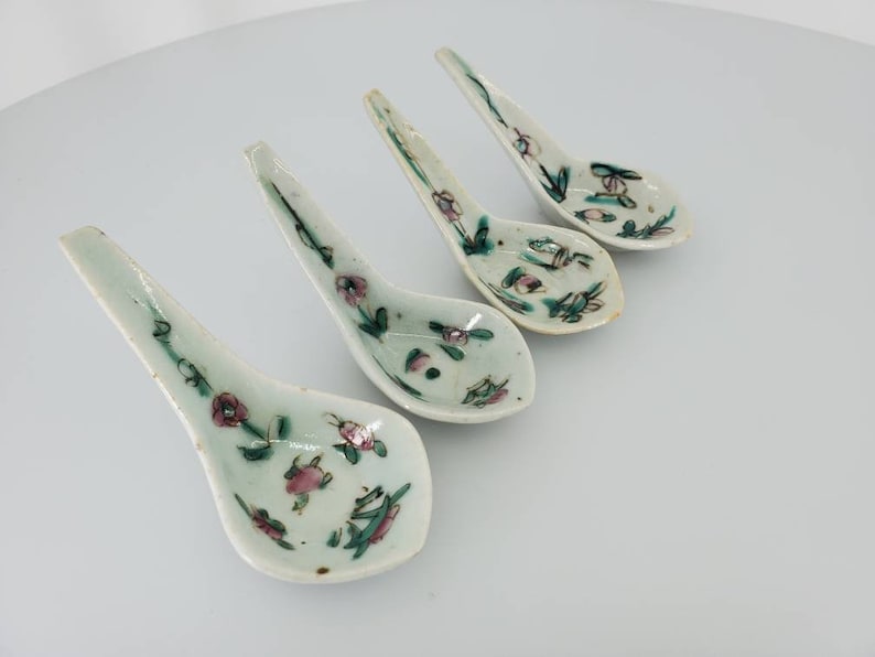 Antique Chinese/asian Porcelain Soup Spoon Famille Rose Rare Etsy