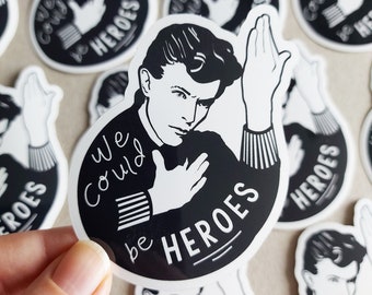 David Bowie Vinyl Sticker, Arty Laptop Stickers, Vinyl Decal, Vinyl Stickers, Car Stickers, Laptop Sticker, We Could Be Heroes, Fan Art