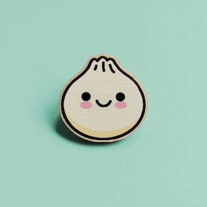 Dumpling Pin Badge, Food Brooch, Stocking Filler, Birthday Present, Kawaii Pin Badge, Handmade Illustrated Brooch, Geeky gift Japanese Style