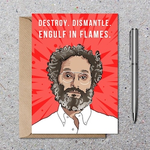 Carte d'anniversaire Jason Mantzoukas, carte de voeux Taskmaster Royaume-Uni, carte drôle avec enveloppe, écologique, détruire, démonter, enflammer