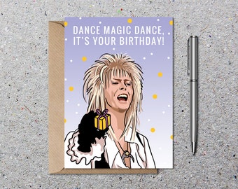 Labyrinth Birthday Card, Labyrinth Card, David Bowie Blank Card, Jareth Birthday Invitation Cards, Eco Friendly Cards With Envelope