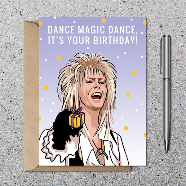 Tarjeta de cumpleaños de laberinto, tarjeta de laberinto, tarjeta en blanco de David Bowie, tarjetas de invitación de cumpleaños de Jareth, tarjetas ecológicas con sobre