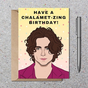 Carte d'anniversaire Timothée Chalamet, éventail de Timothée Chalamet, carte de voeux vierge avec enveloppe, écologique, cadeau carte d'anniversaire drôle