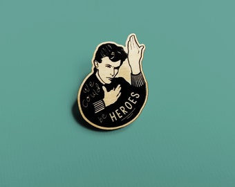 David Bowie Pin Badge, Geeky Brooch, Stocking Filler, Birthday Present, We Could Be Heroes Pin, Handmade Illustrated Brooch, Bowie Gifts