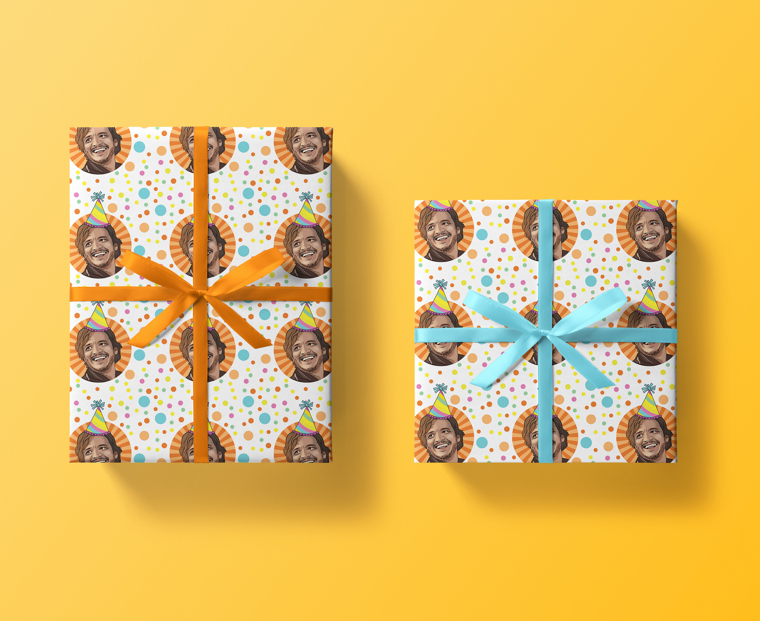 Pedro Pascal Wrapping Paper, Gift Wrap & Tag, Thick Quality Birthday Wrapping, Eco Friendly, Recyclable, Unbearable Weight Of Massive Talent