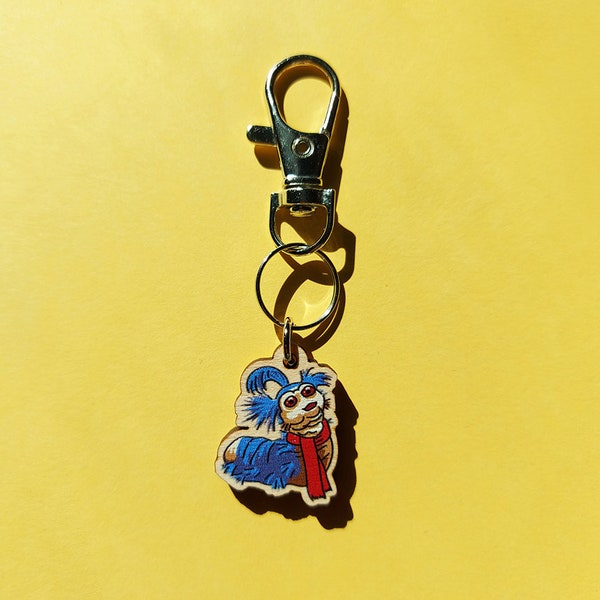 Labyrinth Worm Keyring, Ello Worm Keychain, 80's Film Gift, Stocking Filler, Labyrinth Fan Art