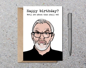 Greg Davies Birthday Card, Greetings Card, Funny Card With Envelope, Eco Friendly