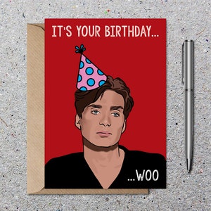 Carte d'anniversaire Cillian Murphy, Cillian Murphy déçu, carte de voeux vierge avec enveloppe, écologique, cadeau carte d'anniversaire drôle