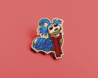 Worm Labyrinth Film / Movie Pin Badge, Geeky Brooch, Stocking Filler, Birthday Present, Labyrinth Pin Badge, Handmade Illustrated Brooch