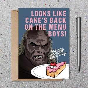 Lord Of The Rings Inspired Birthday Card, Uruk Hai Looks Like Cake's Back On The Menu, Birthday Invitation, Eco Friendly Cards With Envelope