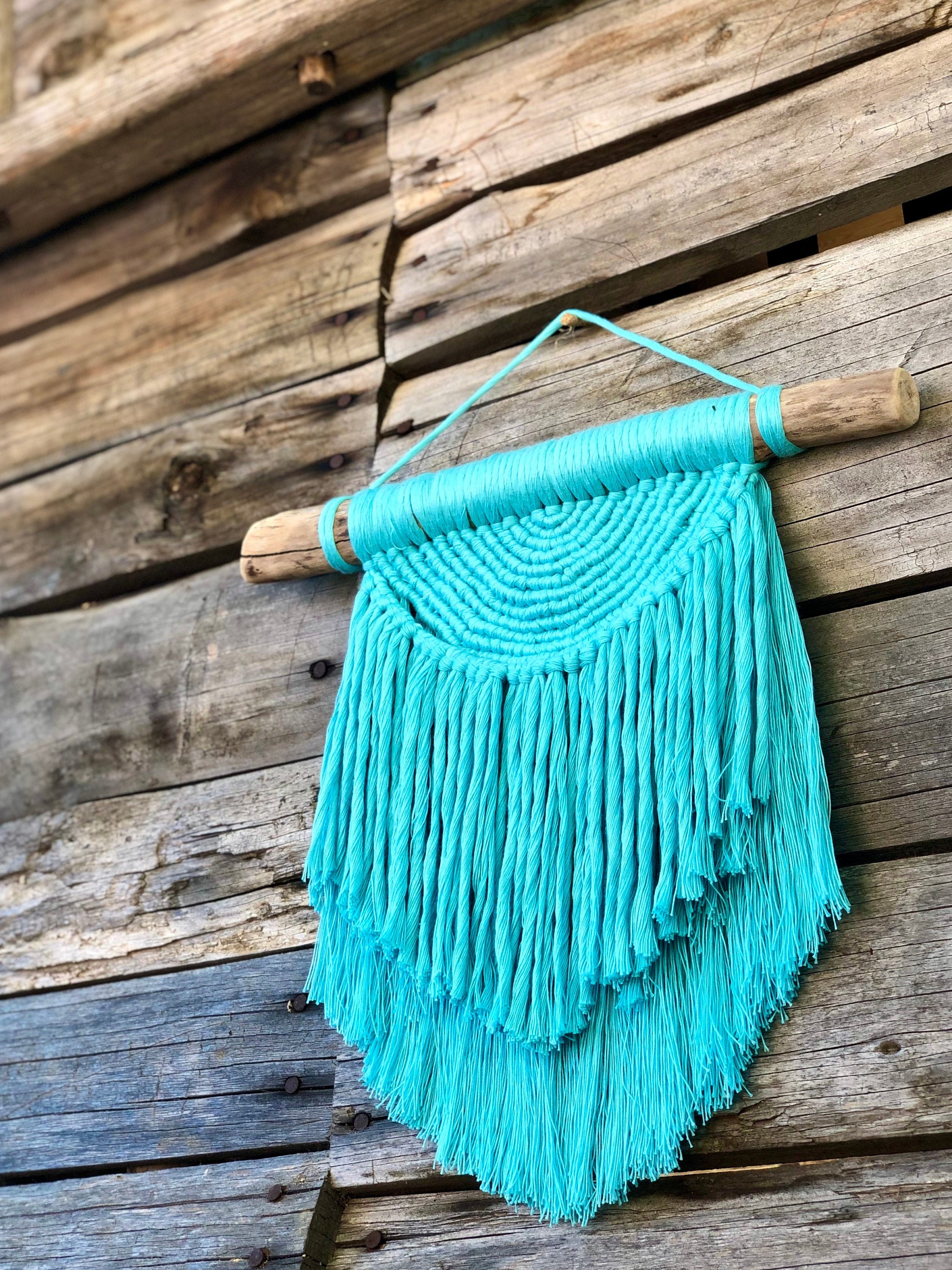 Macramé Mural Bleu Lagon