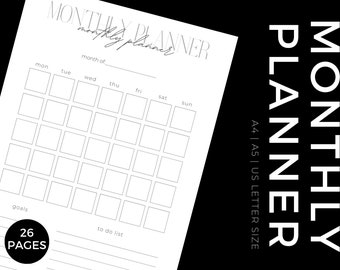 Printable Monthly Planner Bundle | Printable Planner Insert | Minimalist Planner Inserts | Monthly Planner Printable Page | Monthly Calendar