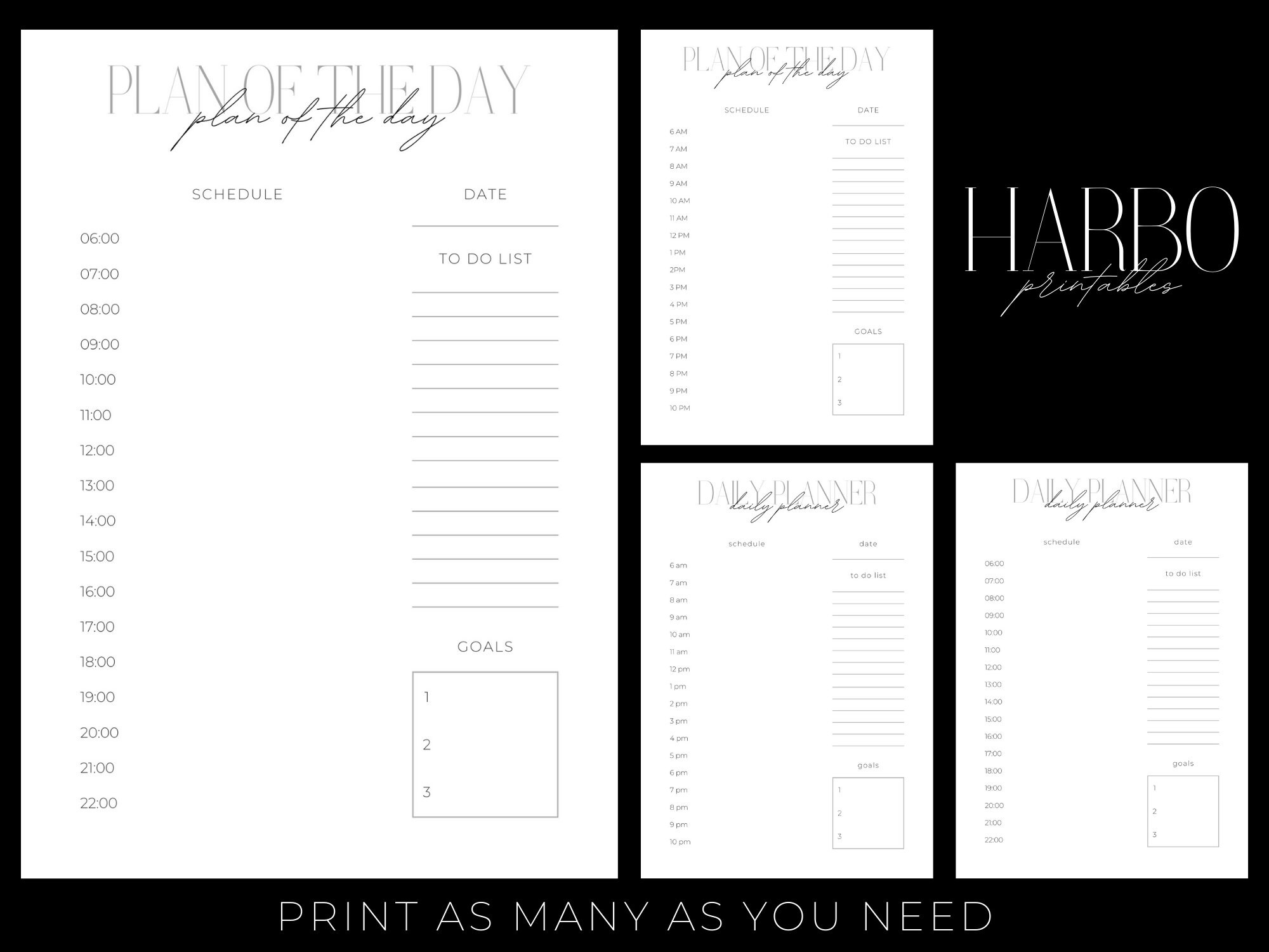 Printable Daily Planner Bundle Printable Planner Insert Minimalist