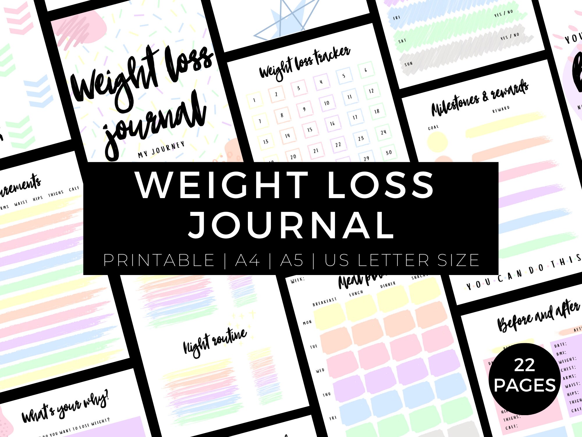 Weight Loss Journal | Printable Weight Loss Tracker | Fitness Planner…