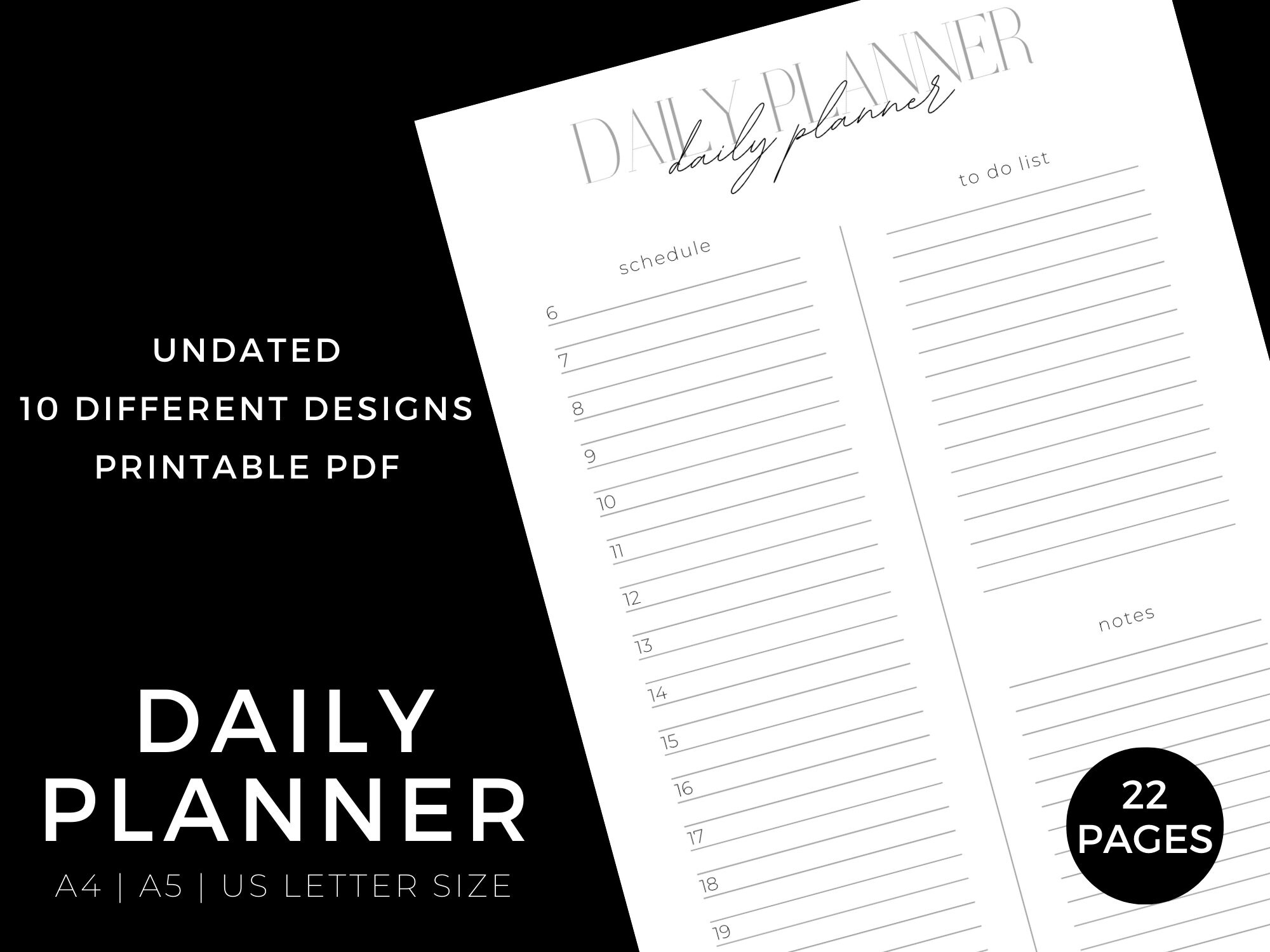 Printable Daily Planner Bundle Printable Planner Insert Minimalist