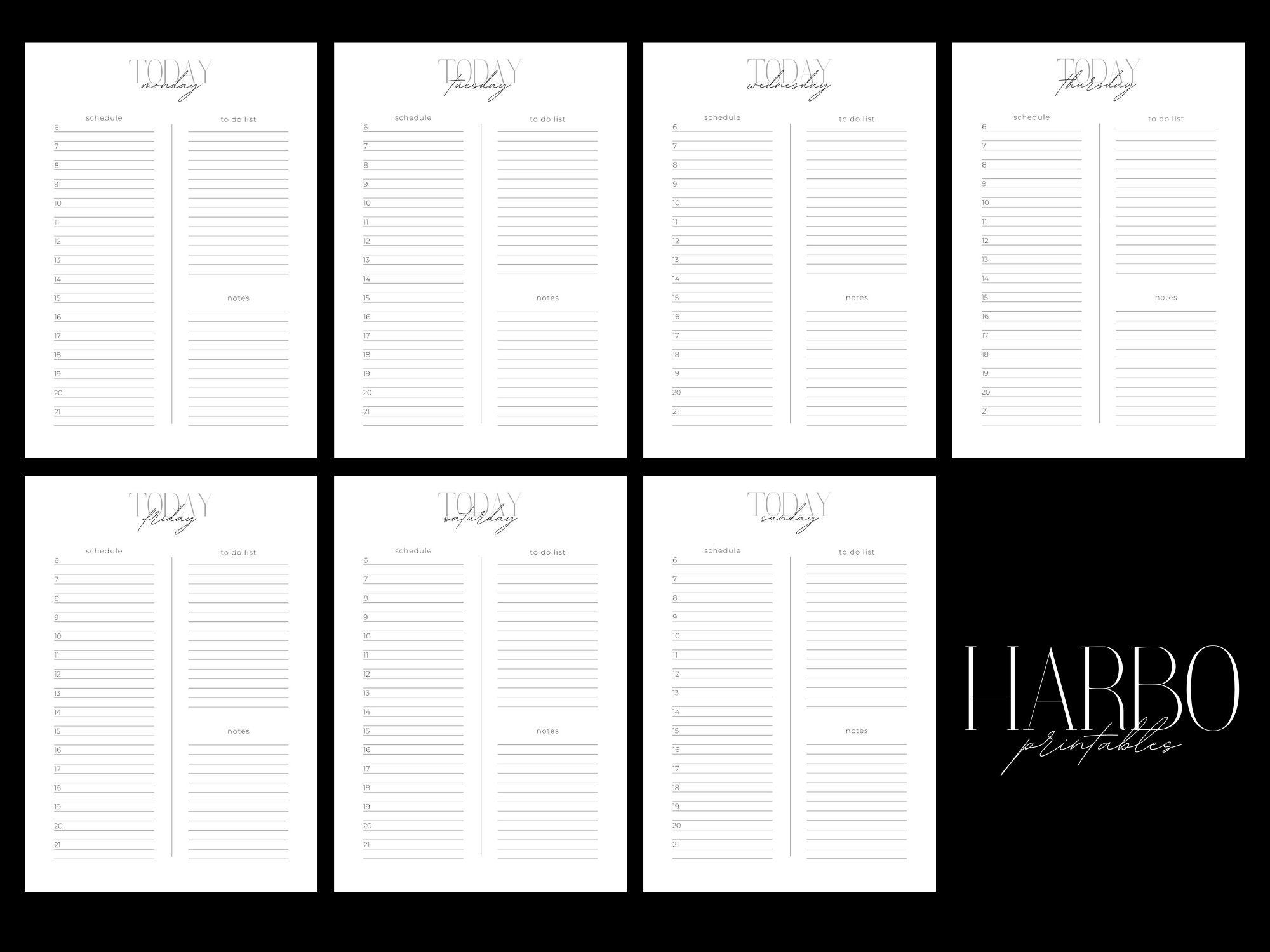 Printable Daily Planner Bundle Printable Planner Insert Minimalist
